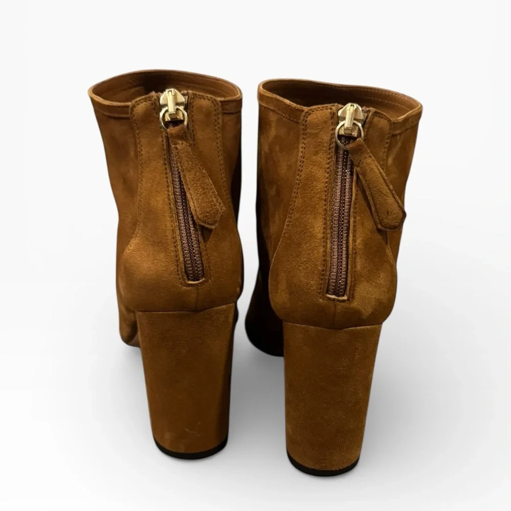 LIKE NEW IN BOX Aquazzura Brown Congac Suede Brooklyn Ankle Length Boots SZ 37 - Picture 4 of 9
